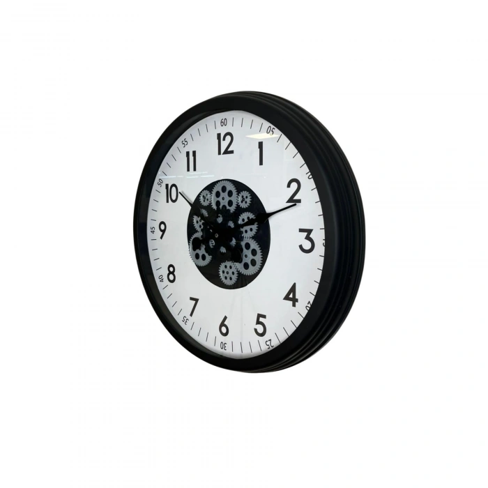Mey İthalat® Black Motion 60 Cm Çarklı Duvar Saati