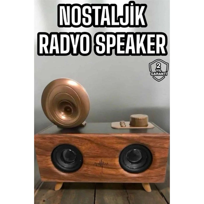 Mey İthalat® Bluetooth Hoparlör Ahşap Klasik Retro Gramofon Bluetooth Müzik Kutusu