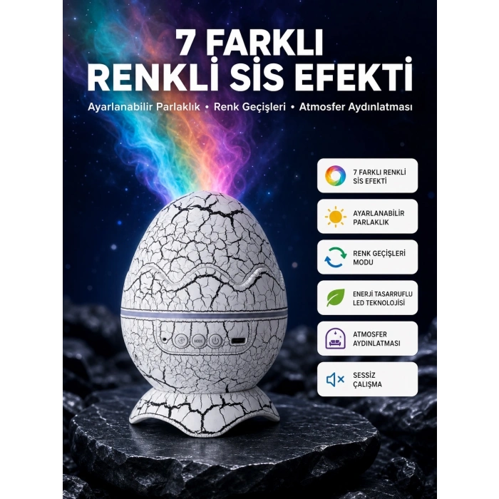Mey İthalat® Bluetooth Hoparlör Özellikli 7 Renkli Gece Aydınlatması