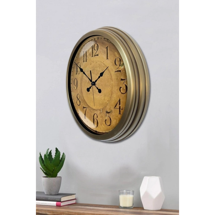 Mey İthalat® Bronz Nostalji 40 Cm Metal Eskitme Duvar Saati