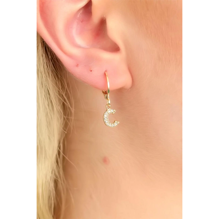 Mey İthalat® C Harf Bayan Küpe