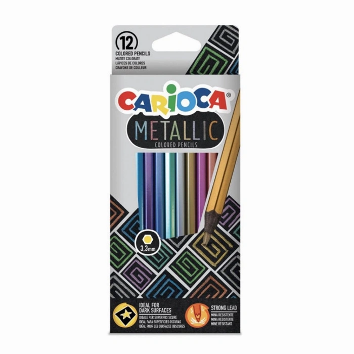 Mey İthalat® Carioca 12 Renk Metalik Kuru Boya Seti