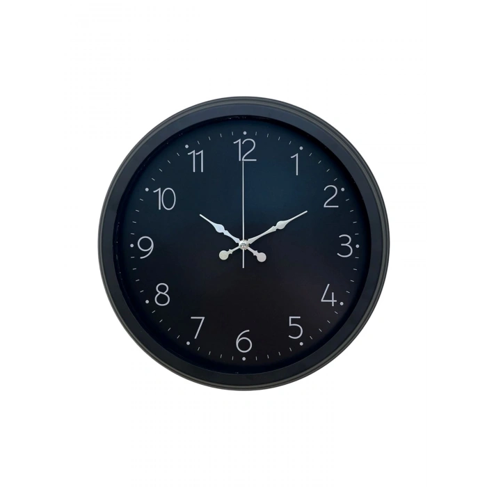 Mey İthalat® Classic Black Zarif 40 cm Metal Duvar Saati