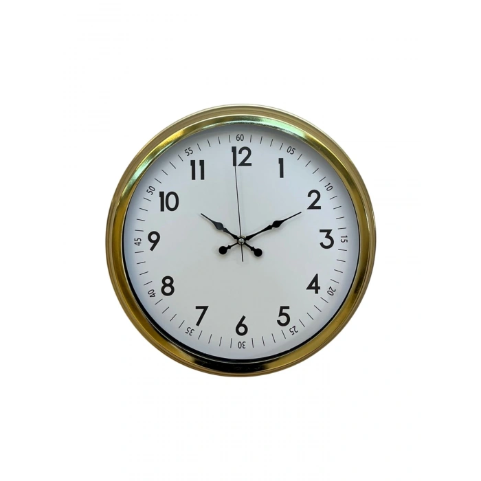 Mey İthalat® Classic White Gold 40 Cm Metal Duvar Saati