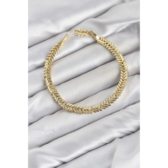 Mey İthalat® CM Başak Model Gold Renk Pirinç Kadın Bileklik