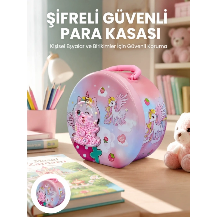 Mey İthalat® Çocuk Para Kasası Anahtarlı Güvenli Tasarruf Kutusu