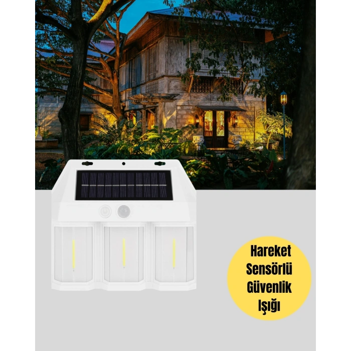 Mey İthalat® Dış Mekan Solar Duvar Lambası – 120° Hareket Algılama, 3 Işık Modu Yeni Nesil