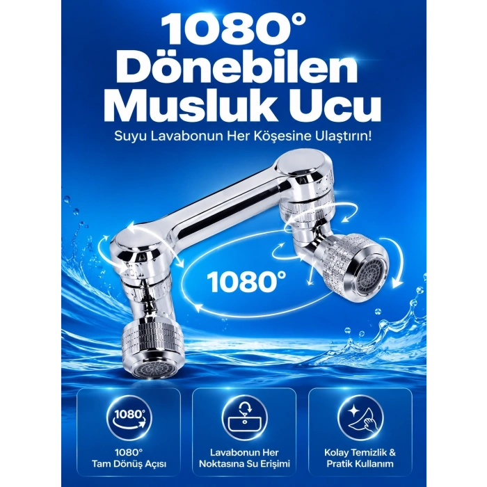 Mey İthalat® Döndürülebilir Musluk Mutfak Banyo Musluk Ucu Başlığı 4 Filtreli