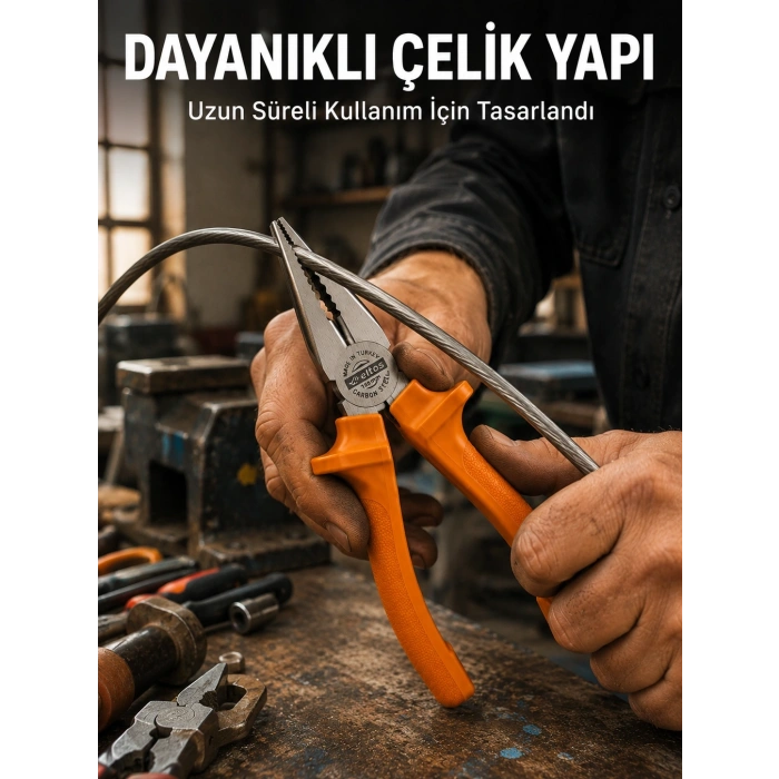 Mey İthalat® Dövme Çelik Pense Ergonomik Kaymaz Saplı El Aleti
