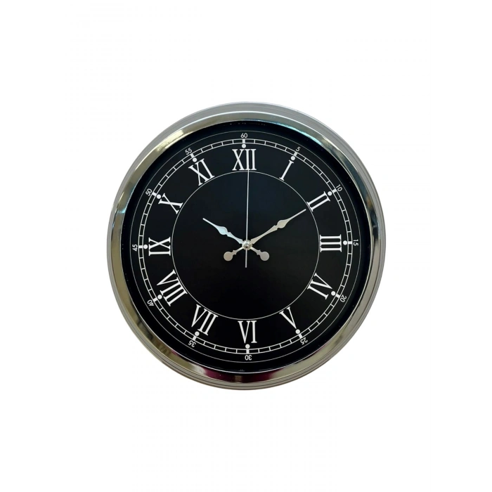 Mey İthalat® Elegance 40 Cm Metal Krom Duvar Saati