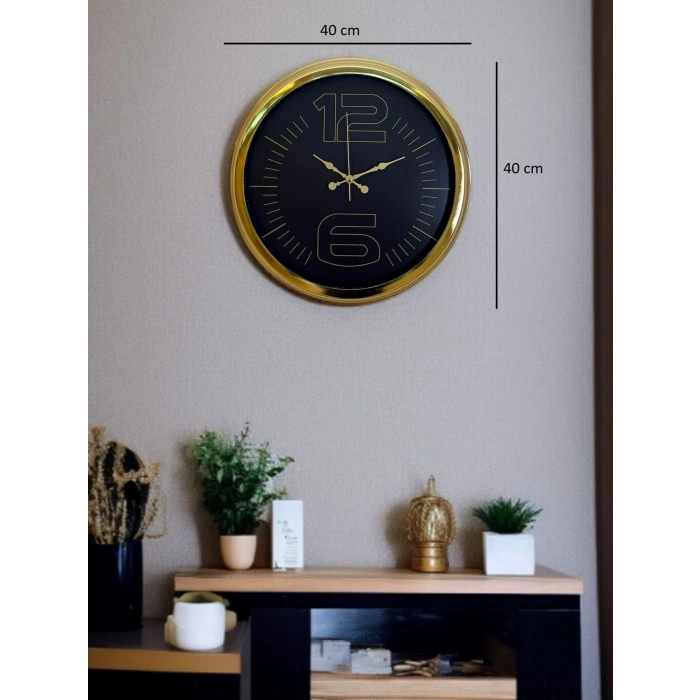 Mey İthalat® Elite Luxury Gold 40 Cm Metal Duvar Saati