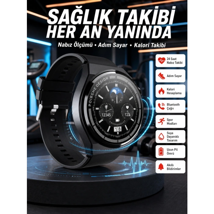 Mey İthalat® En Çok Tercih Edilen Akıllı Saat Amoled Ekran Nabız Sensörü GPS Uyumlu Adımsayar