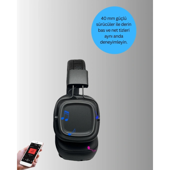 Mey İthalat® Ergonomik Konforlu Kablosuz Kulak Üstü Bluetooth Kulaklık Yeni Nesil