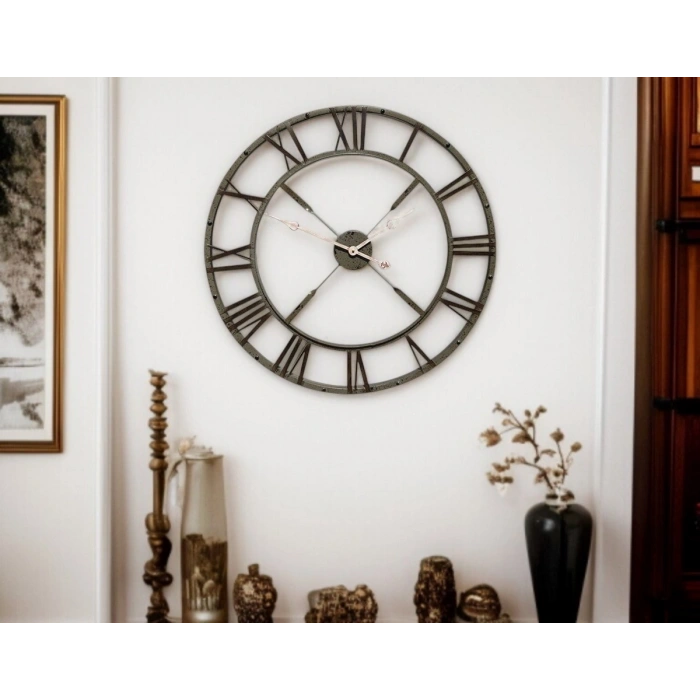 Mey İthalat® Eskitme Stil 73 Cm Duvar Saati