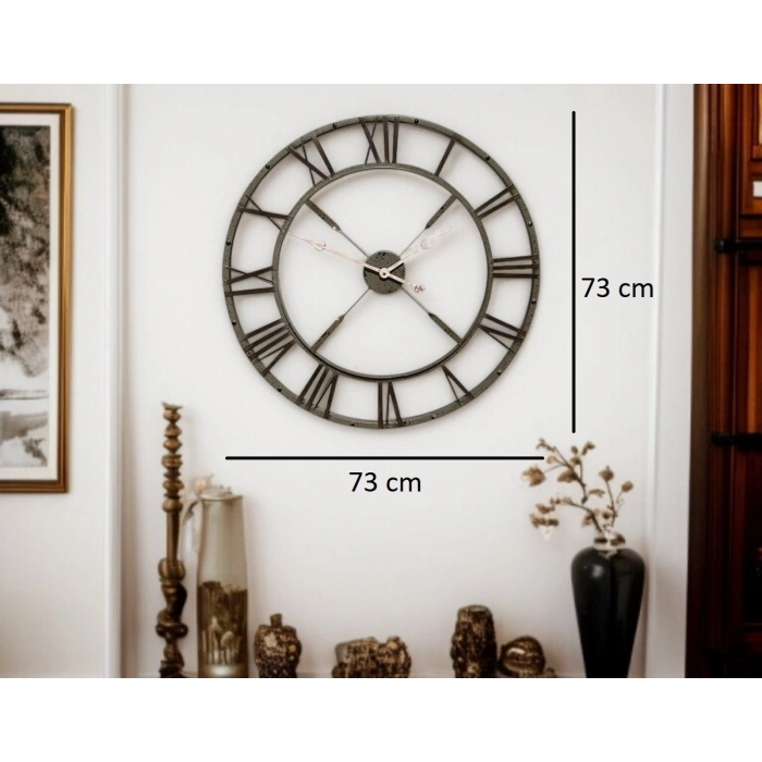 Mey İthalat® Eskitme Stil 73 Cm Duvar Saati