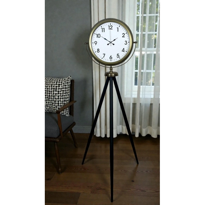 Mey İthalat® Eskitme Tripod Ayaklı Dekoratif Saat