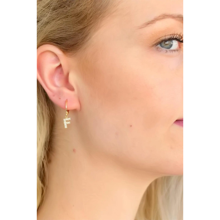 Mey İthalat® F Harf Bayan Küpe