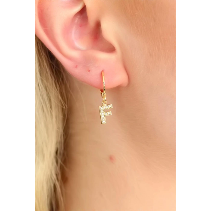 Mey İthalat® F Harf Bayan Küpe