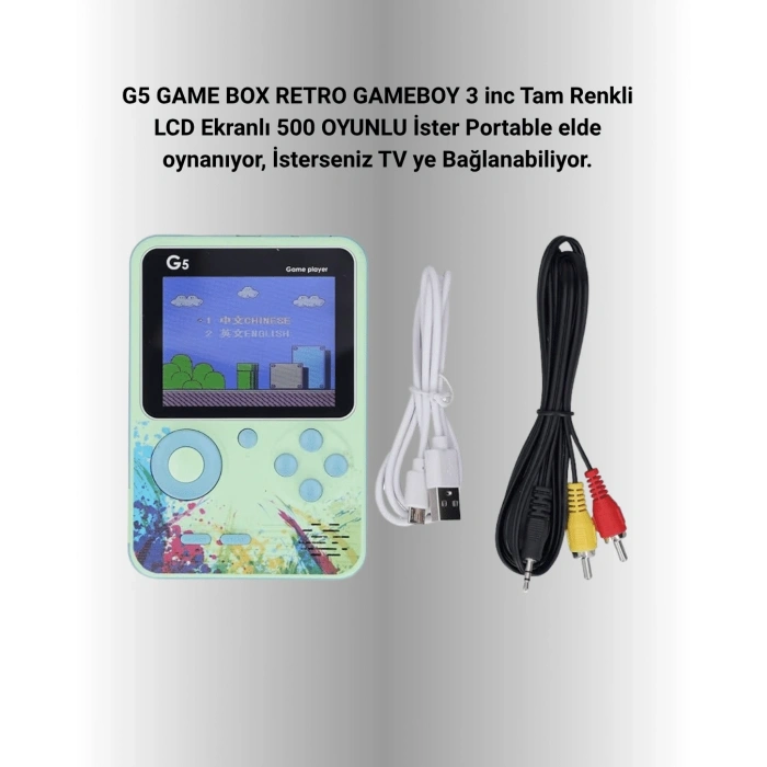 Mey İthalat® G5 Game Box Retro Mini Oyun Konsolu – 500 Dahili Oyun Yeni Nesil