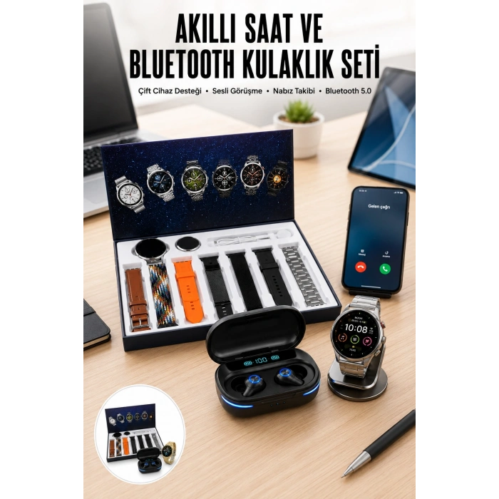 Mey İthalat® Gamer  Seti Bluetooth Kulaklık Ucuz Kaliteli Yeni Nesil Akıllı Saat