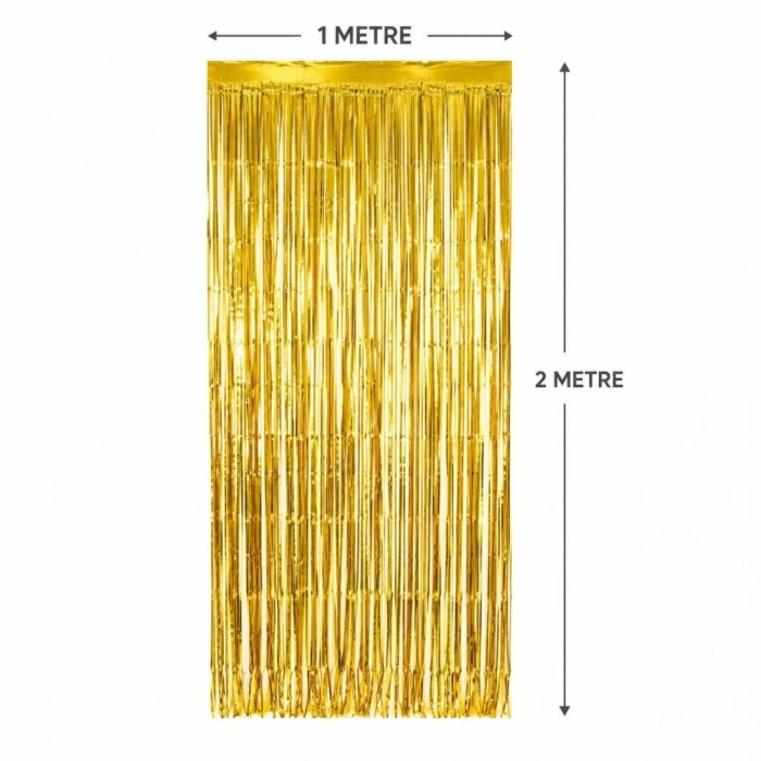Mey İthalat® Gold Metalize Parti Perdesi 100x200 cm – Kapı ve Arka Fon Perdesi