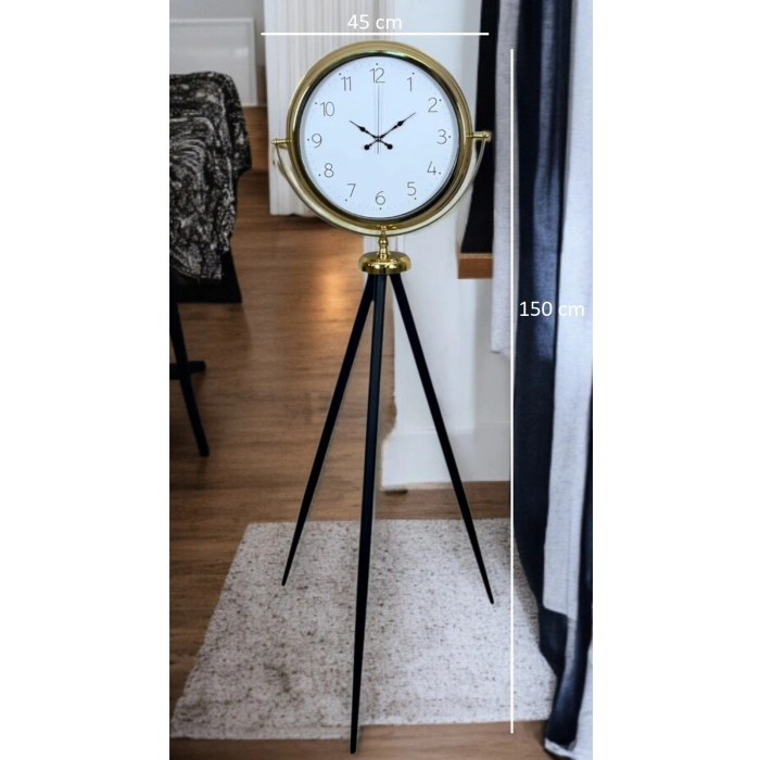 Mey İthalat® Gold Premium Dekoratif Tripod Ayaklı Saat