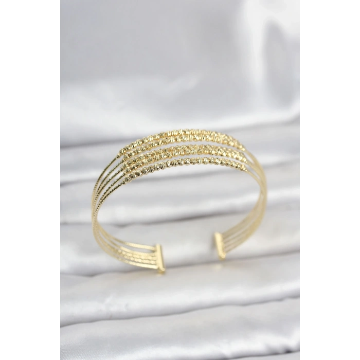 Mey İthalat® Gold Renk Pirinç Minimal Dorikalı Kadın Bileklik