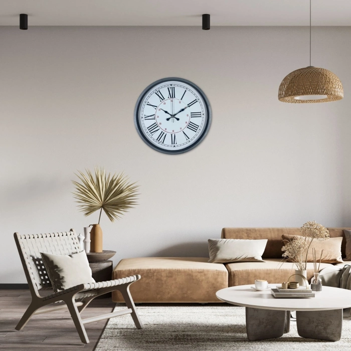 Mey İthalat® Gri Dekoratif 36 Cm Duvar Saati