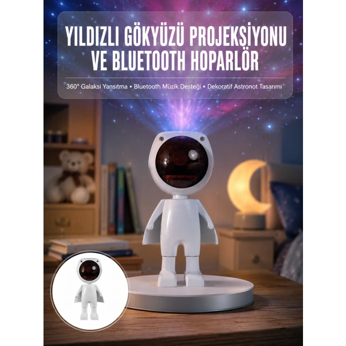 Mey İthalat® Gün Batımı Lambası Işık Arka Plan Projektör Sevimli Astronot Enerji Tasarruflu Yeni Nesil