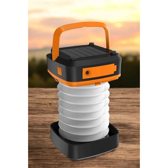 Mey İthalat® Güneş Enerjili Led Lamba Kamp Lambası Katlanabilir Lamba USB Şarjlı