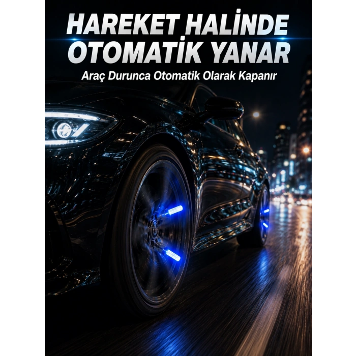 Mey İthalat® Hareketle Yanan LED Sibop Işığı 4lü Araç Lastik Lambası