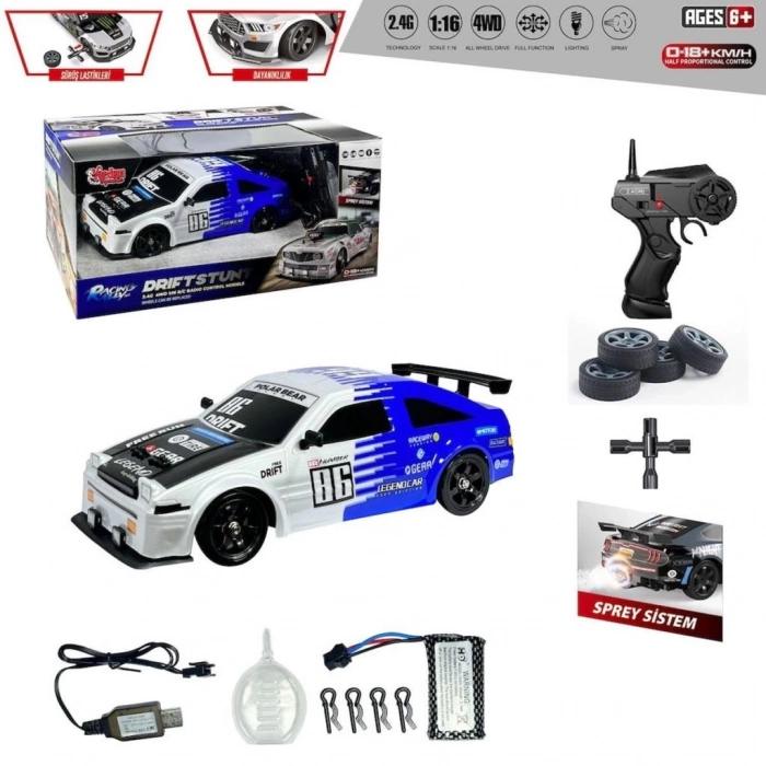 Mey İthalat® HB-SC16A07Kumandalı 4x4DriftArabaIşıklıveBuharlı1:16-Vardem