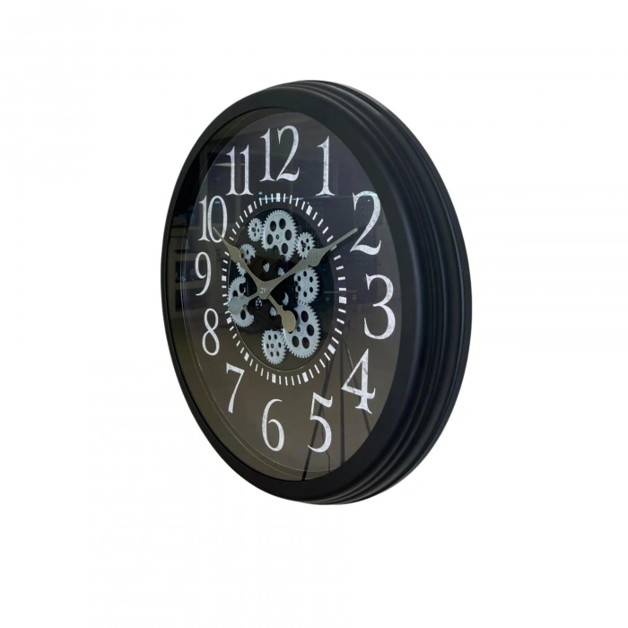 Mey İthalat® Heritage Black 60 Cm Çarklı Duvar Saati