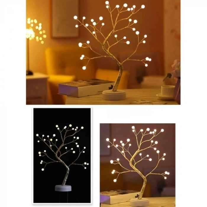 Mey İthalat® Işıklı Ağaç İnci Led Dekoratif Masa Üstü Led Işık