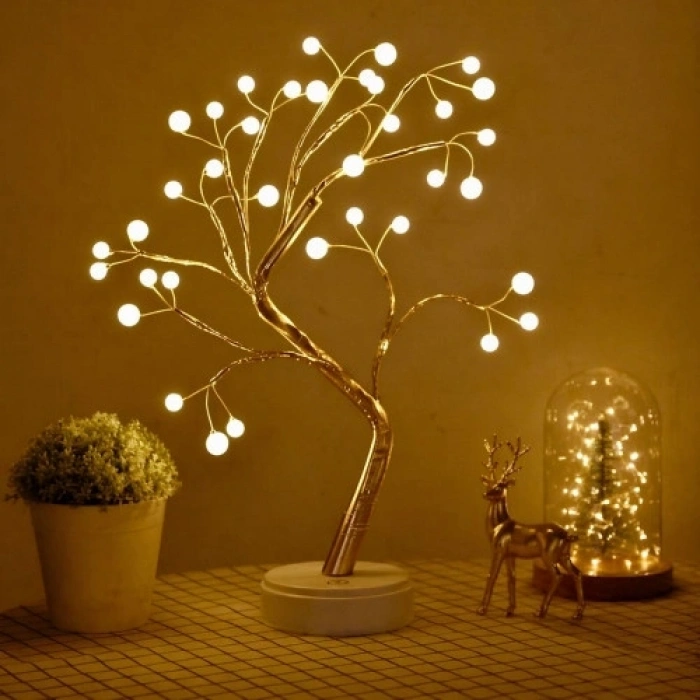 Mey İthalat® Işıklı Ağaç İnci Led Dekoratif Masa Üstü Led Işık