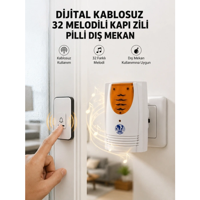 Mey İthalat® Kablosuz Kapı Zili Düzenli ve Konforlu Yaşam Alanları İçin Yeni Nesil