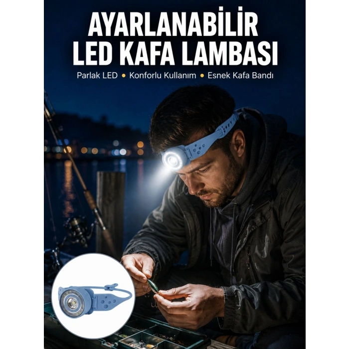 Mey İthalat® Kampçı Kafa Lambası Su Geçirmez Çok Modlu LED Yeni Nesil