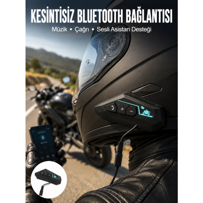 Mey İthalat® Kask Kulaklık Bluetooth Motosiklet Kulaklık Intercom Su Geçirmez