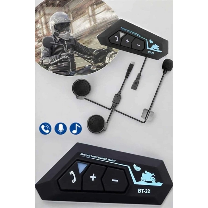 Mey İthalat® Kask Kulaklık Bluetooth Motosiklet Kulaklık Intercom Su Geçirmez