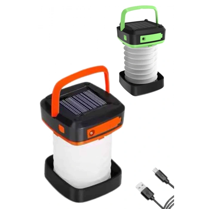 Mey İthalat® Katlanabilir Kamp Lambası Akordiyon Lamba Şarjlı 3 Kademeli Solar Yeni Nesil