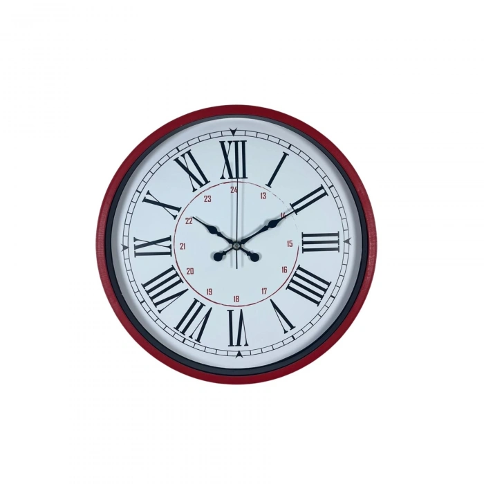 Mey İthalat® Kırmızı 36 Cm Duvar Saati
