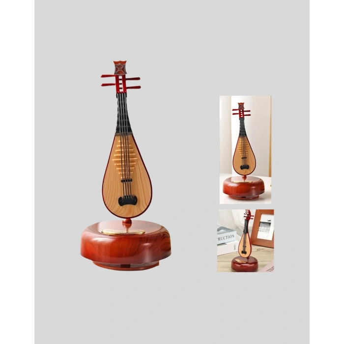 Mey İthalat® Klasik Ud Figürlü Melodili Müzik Kutusu Şık Hediyelik