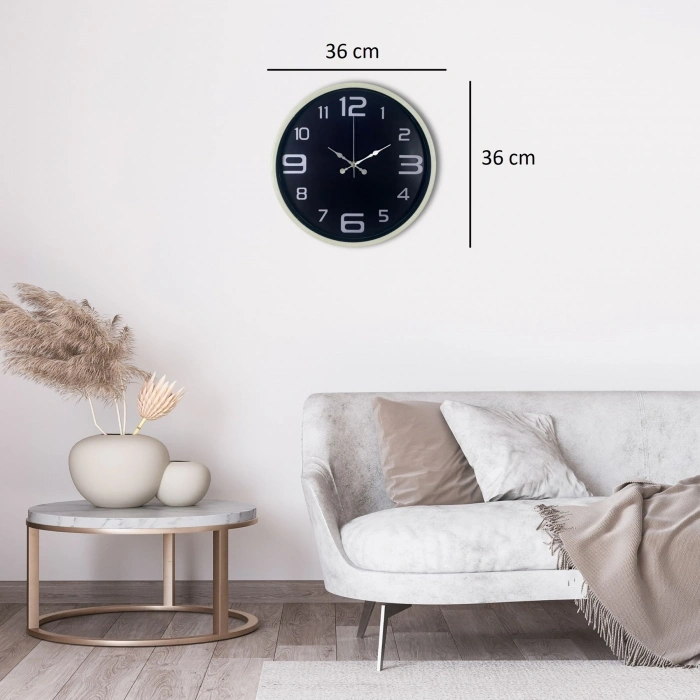 Mey İthalat® Krem Standart 36 Cm Duvar Saati