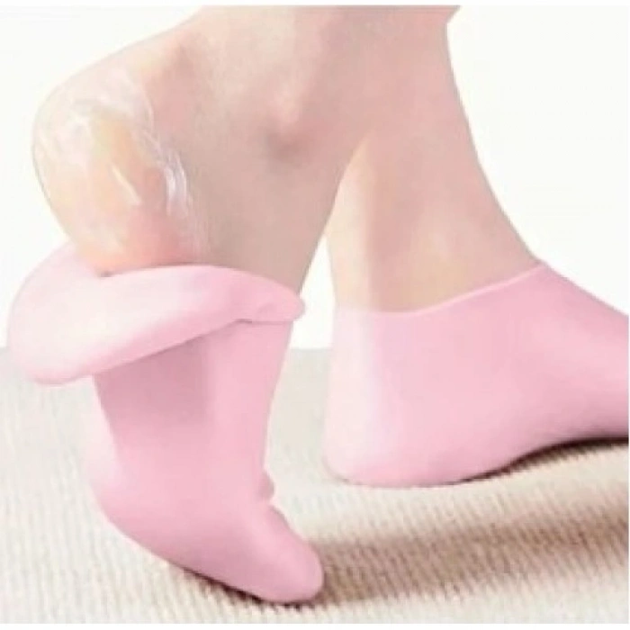 Mey İthalat® Küçük Boy Silikon Nemlendirici Ayak Bakım Çorabı Pembe