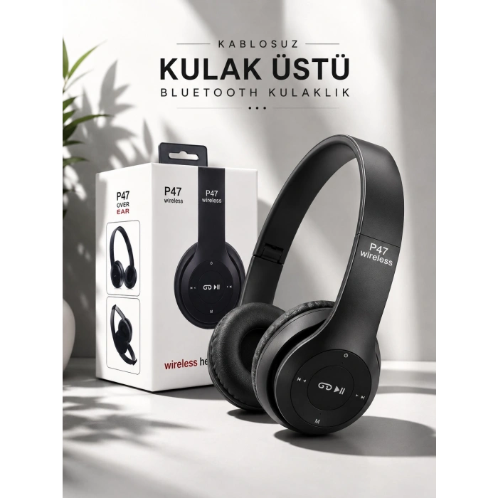 Mey İthalat® Kulak Üstü TF Kart ve AUX Destekli Ergonomik Bluetooth Kulaklık
