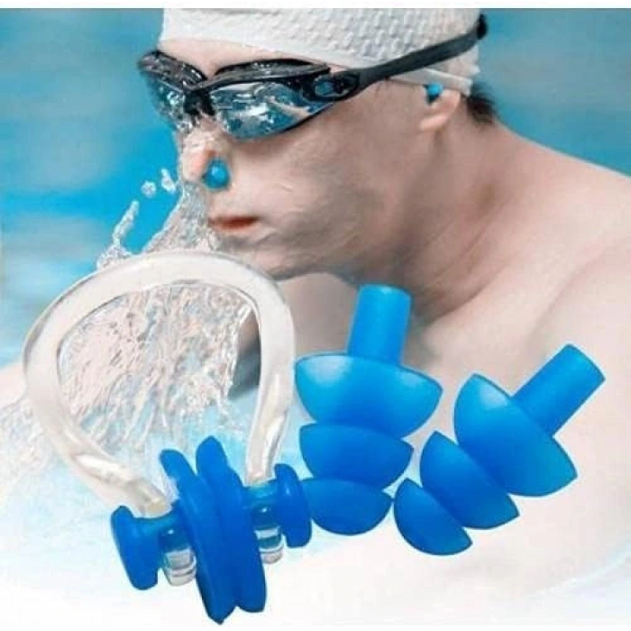 Mey İthalat®  Havuz Seti Silikon Kulak Tıkacı Su Sporları Yüzme Deniz Duş İçin Su Geçirme Engel Tıkaç