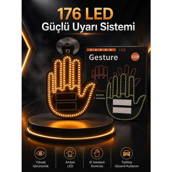 Mey İthalat® Led Işık El İşareti Araç Camı İçin Uzaktan Kumandalı