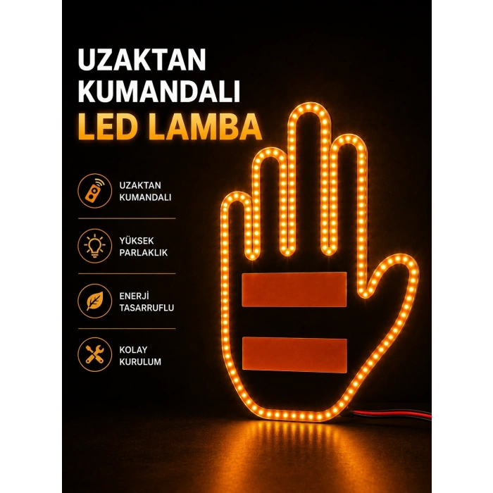 Mey İthalat® Led Işık El İşareti Araç Camı İçin Uzaktan Kumandalı