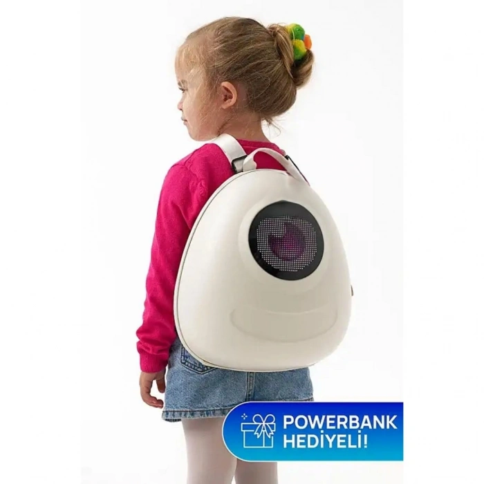 Mey İthalat® Led Işıklı Çocuk Sırt Çantası-Beyaz
