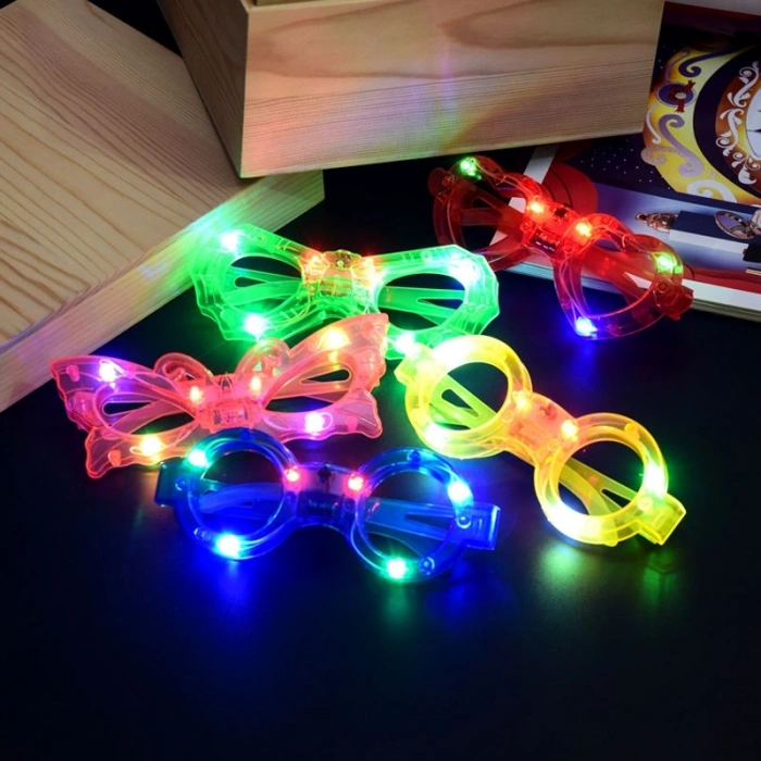 Mey İthalat® Led Işıklı Karışık 6 Model Yanar Söner Parti Gözlüğü 6 Adet
